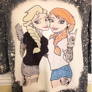 Frozen Tattoo Sisters Elsa Anna Handmade Graphic Tee